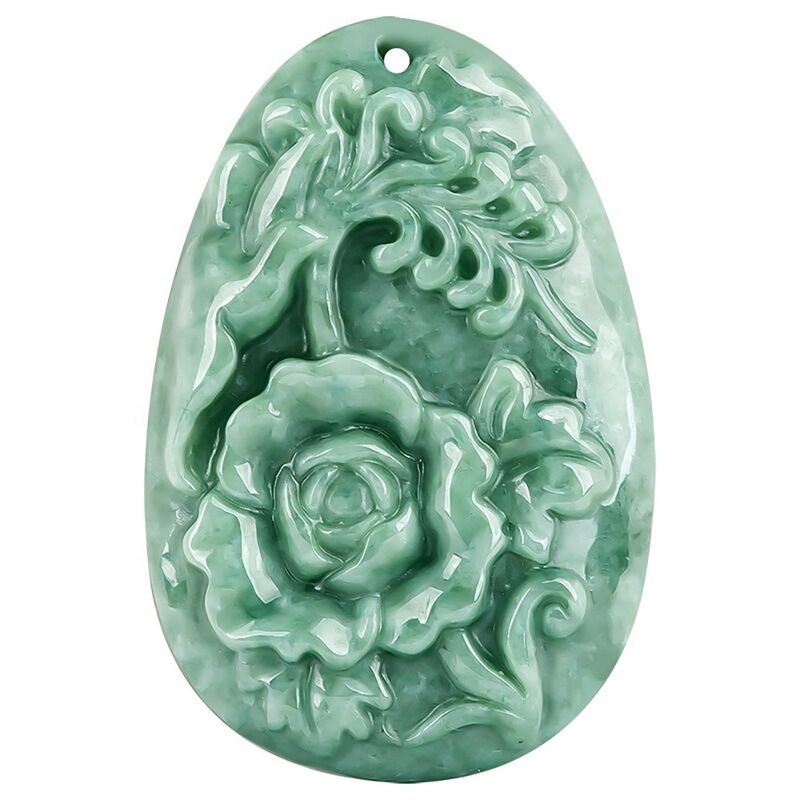 Jadeite Peony Flower Magpie Pendant Jade Sweater Chain Stunning Art 남녀노소 누구나 즐길 수 있는 컬렉션