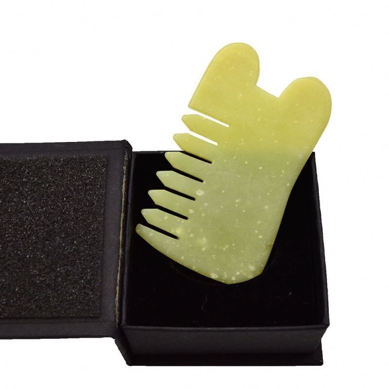 신체 건강 마사지 천연 쑤양 자이드 스톤 긁기 Guasha Comb 머리 얼굴 두피 Gua Sha 머리의 붓 도구