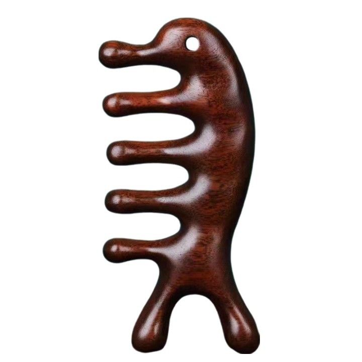 머리 마사지 장비 2023 천연 산달 나무 구아 샤 두피 마사지 빗 나무 구아샤 머리 관리 및 머리 휴식을위한 도구