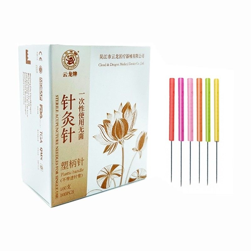 마사지 도구 100 PCS 덜 통증 다채로운 플라스틱 손잡이 아쿠포토미 바늘 작은 칼 바늘 맞춤 로고 가용