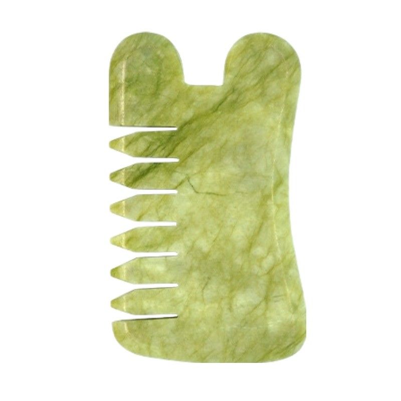 천연 녹색 Xiuyan Jade Gua Sha 머리 마사지 Comb Guasha 돌 머리 마사지 머리에 대한 건강 관리 샐러리 뷰티 도구