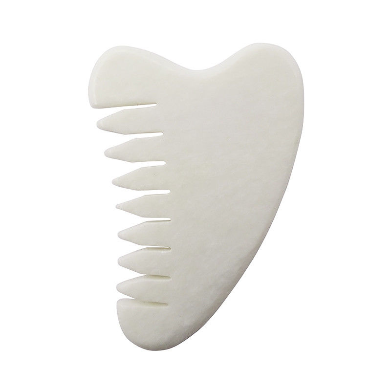 전체 몸 마사지 영역 자연 하얀 Xiuyan Jade 머리 Comb Gua Sha 도구 Jade 머리 마사지