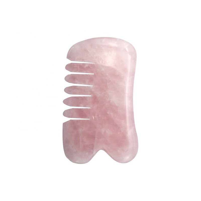수공예 손으로 만든 자연 로즈 쿼츠 구아 샤 스크래핑 마사지 빗발 머리 구아샤 머리 마사지 모드 abkgs-030