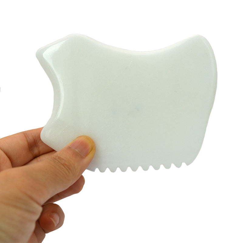 화이트 자이드 구아샤 마사지 도구 얼굴 마사저 및 몸 SPA 침술 침압 9.5cm * 7.5cm * 0.7cm