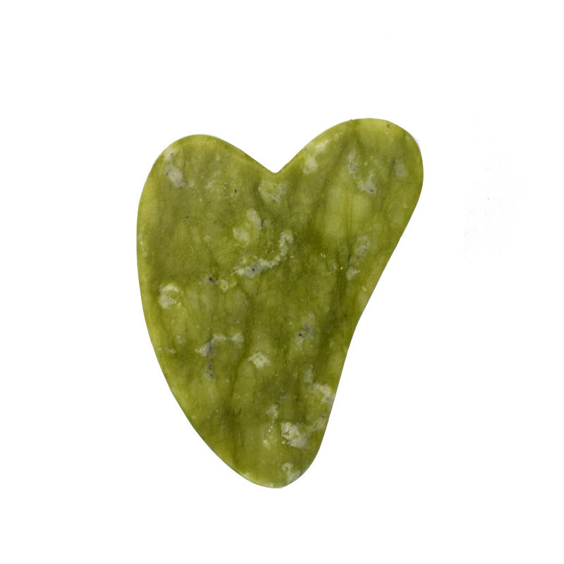 녹색 7.6cm*5.5cm*0.2cm Xiuyan Jade 심장 모양 얼굴 Jade Guasha 마사지 보드